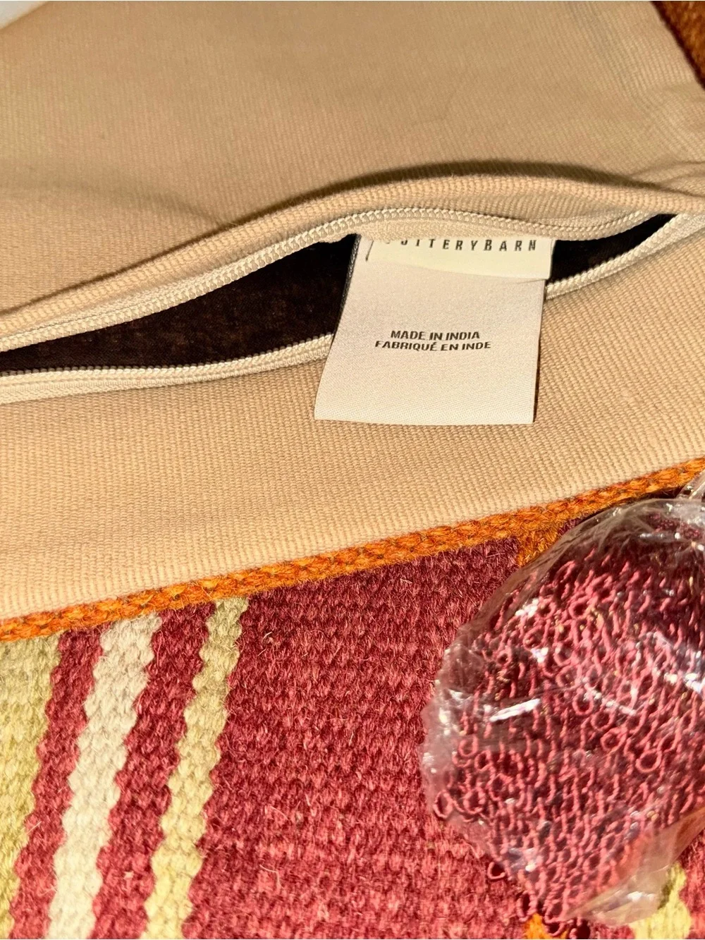 New Pottery Barn Bold Stripe Kilim Pillow Cover, Tassels, 24”, 2012